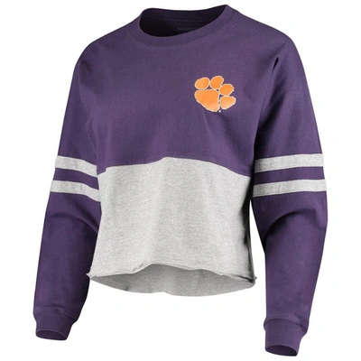 Shop Boxercraft Purple/gray Clemson Tigers Cropped Retro Jersey Long Sleeve T-shirt