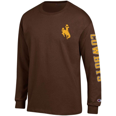 Shop Champion Brown Wyoming Cowboys Team Stack Long Sleeve T-shirt