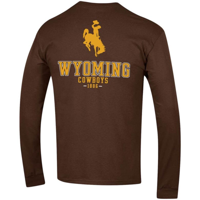 Shop Champion Brown Wyoming Cowboys Team Stack Long Sleeve T-shirt