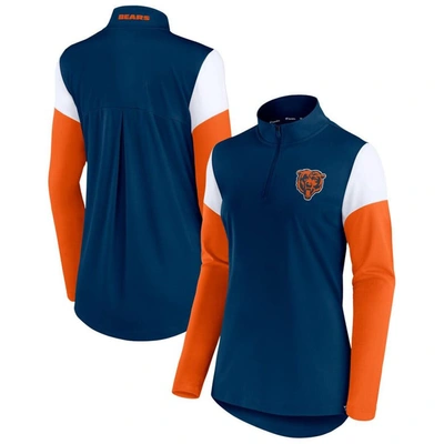 Shop Fanatics Branded Navy/orange Chicago Bears Block Party Team Authentic Quarter-zip Jacket