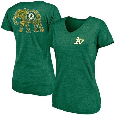 Shop Fanatics Branded Green Oakland Athletics Paisley Hometown Collection Tri-blend V-neck T-shirt