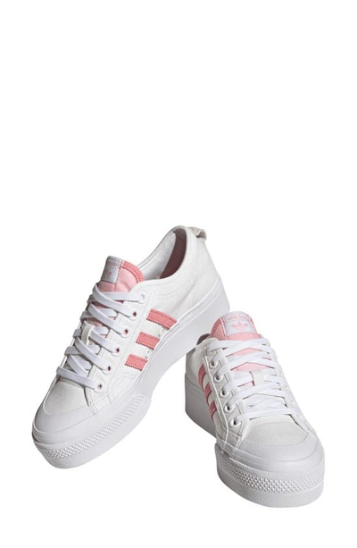 Shop Adidas Originals Nizza Platform Sneaker In White/ Super Pop/ Black