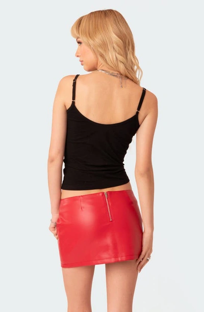 Shop Edikted Noa Low Rise Faux Leather Miniskirt In Red