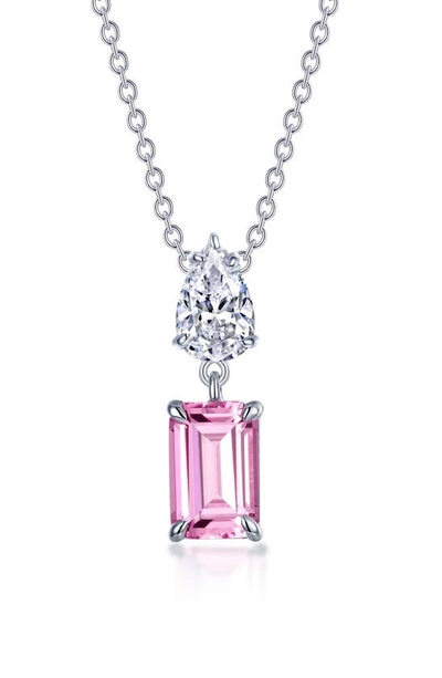 Shop Lafonn Fancy Lab Grown Sapphire Pendant Necklace In Pink