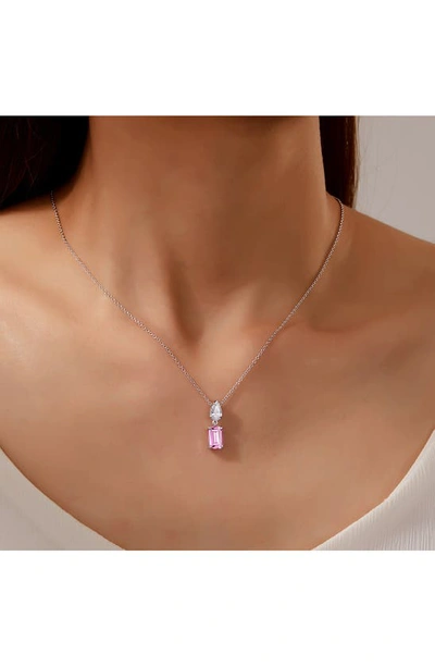 Shop Lafonn Fancy Lab Grown Sapphire Pendant Necklace In Pink