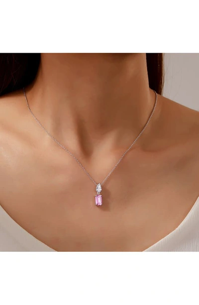 Lafonn Fancy Lab Grown Sapphire Pendant Necklace In Pink
