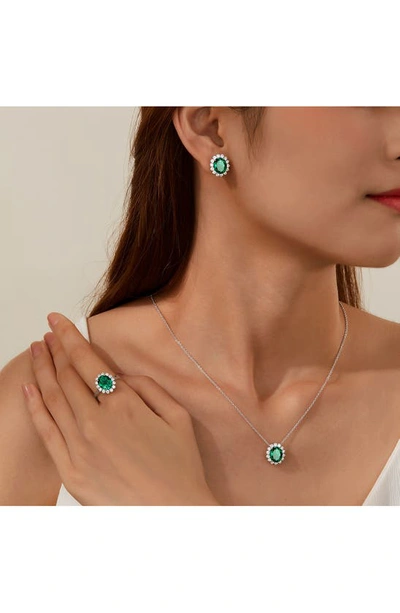 Lafonn Simulated Diamond Halo Pendant Necklace In Green