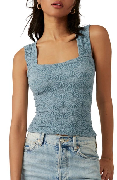Shop Free People Love Letter Floral Knit Camisole In Jeans