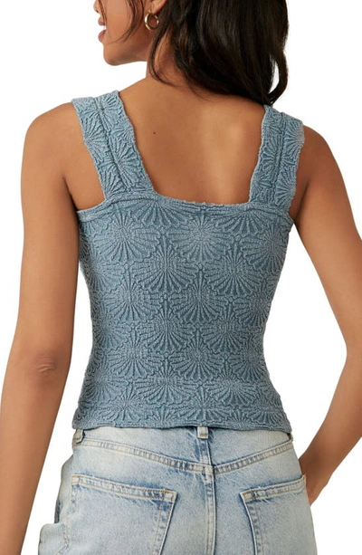 Shop Free People Love Letter Floral Knit Camisole In Jeans