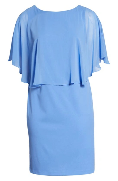 Shop Connected Apparel Cape Sleeve A-line Dress In New Peri