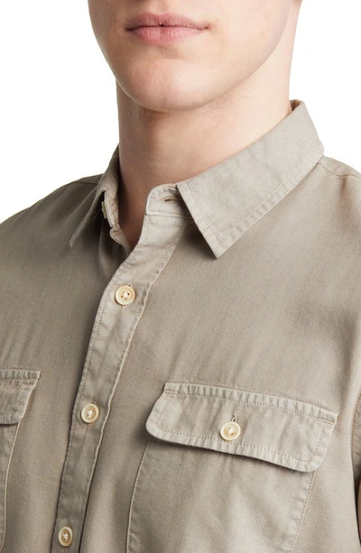 Shop Lucky Brand Lived-in Short Sleeve Button-up Workwear Shirt In Silver Sage