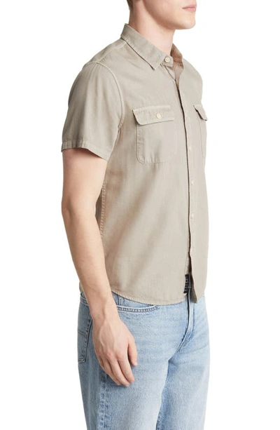 Shop Lucky Brand Lived-in Short Sleeve Button-up Workwear Shirt In Silver Sage