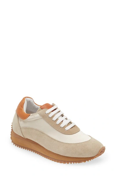 Shop Chocolat Blu Monaco Sneaker In Tan Satin-suede