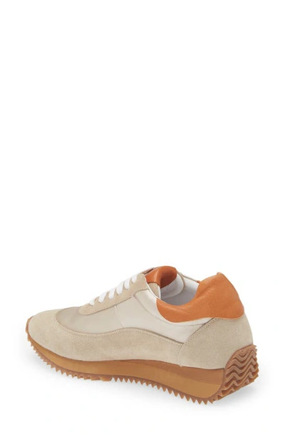 Shop Chocolat Blu Monaco Sneaker In Tan Satin-suede