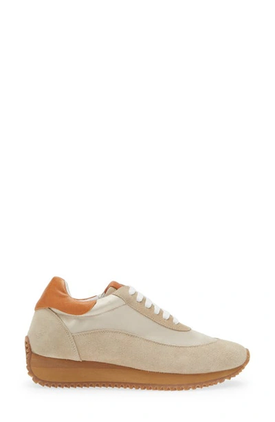 Shop Chocolat Blu Monaco Sneaker In Tan Satin-suede