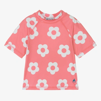 Shop Mitty James Girls Pink & White Flower Swim Top (upf50+)