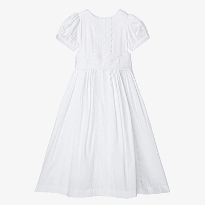 Shop Beatrice & George Girls White Embroidered Cotton Dress