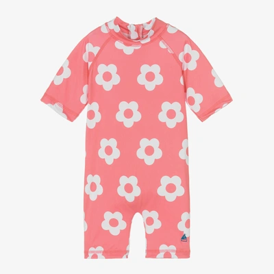 Shop Mitty James Girls Pink & White Flower Sun Suit (upf50+)