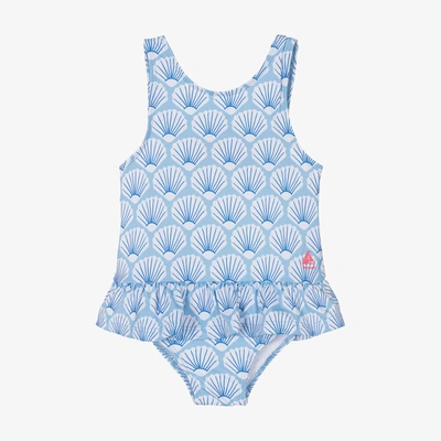 Shop Mitty James Girls Blue Shell Swimsuit (upf50+)