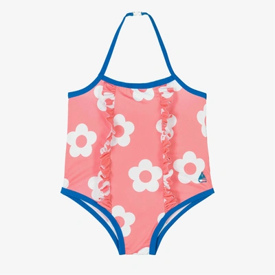 Shop Mitty James Girls Pink & White Flower Swimsuit (upf50+)