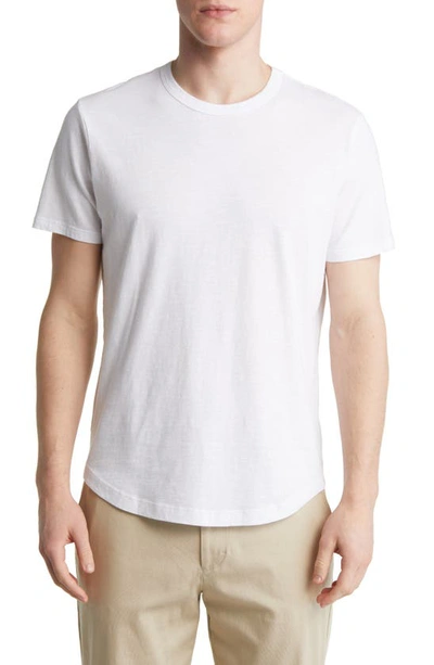 Shop Buck Mason Curve Hem Cotton Slub T-shirt In White