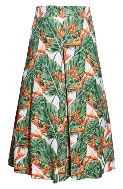 Shop As By Df Punta Cana Floral Linen Blend Midi Skirt In Punta Cana Prnt