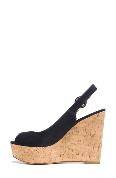 Shop Veronica Beard Dali Peep Toe Platform Wedge Sandal In Eclipse