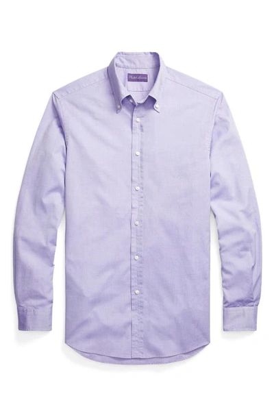 Shop Ralph Lauren Purple Label Washed Pinpoint Oxford Button Down Shirt In Lavender