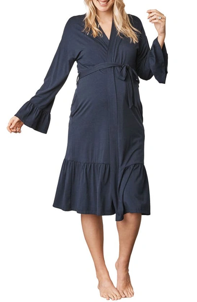 Shop Angel Maternity Maternity/nursing Robe In Navy
