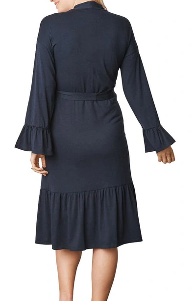 Angel Maternity Maternity/nursing Robe In Navy