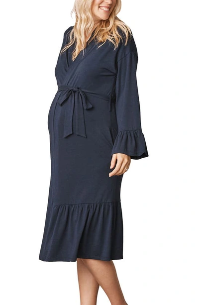 Shop Angel Maternity Maternity/nursing Robe In Navy