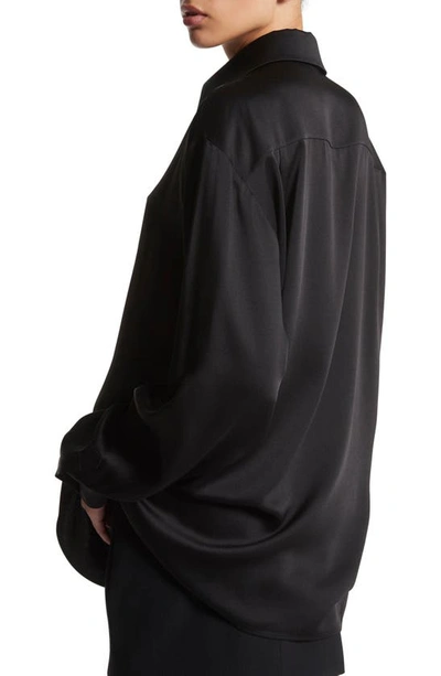 Shop Michael Kors Boyfriend Charmeuse Button-up Shirt In 001 Black