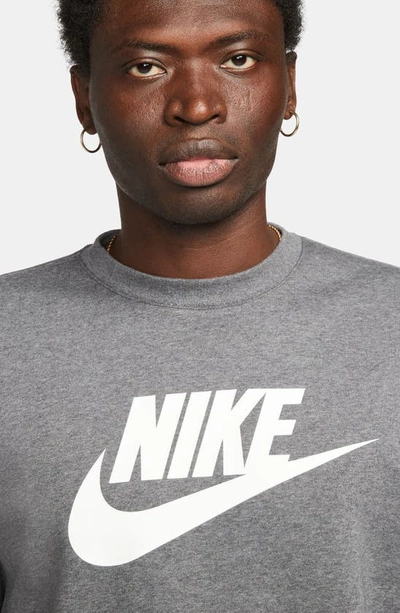 Shop Nike Fleece Graphic Pullover Sweatshirt In Charcoal Heathr