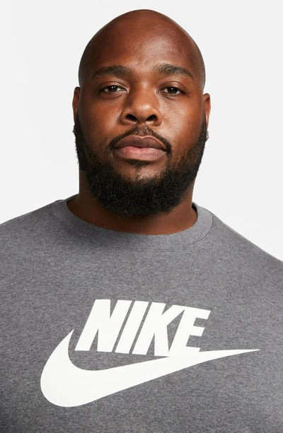 Shop Nike Fleece Graphic Pullover Sweatshirt In Charcoal Heathr