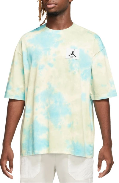Shop Jordan Essentials Statement Tie Dye Oversize T-shirt In Pale Ivory/ Pistachio Frost