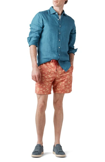 Shop Rodd & Gunn Main Beach Floral Stretch Cotton Drawstring Shorts In Sunset