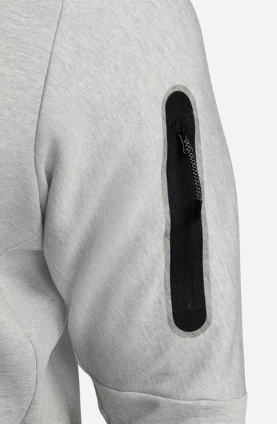Shop Nike Sportswear Tech Fleece Crewneck Sweatshirt In Dark Grey Heather/ Black