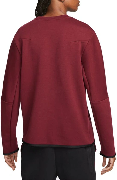 Shop Nike Sportswear Tech Fleece Crewneck Sweatshirt In Dark Beetroot/ Phantom