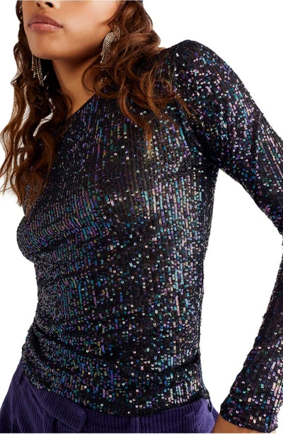 Shop Free People Gold Rush Sequin Top In Black Combo