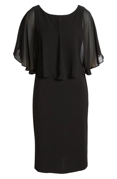 Shop Connected Apparel A-line Cape Midi Dress In Black