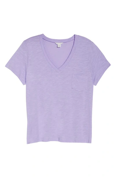 Shop Caslon Short Sleeve V-neck T-shirt In Purple Spray