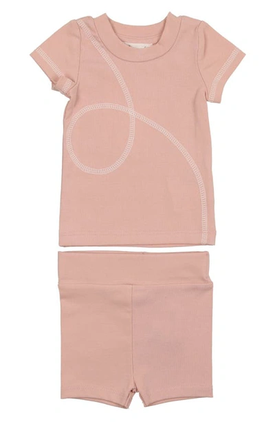 Shop Maniere Spiral Stitch Cotton Knit T-shirt & Shorts Set In Pale Pink