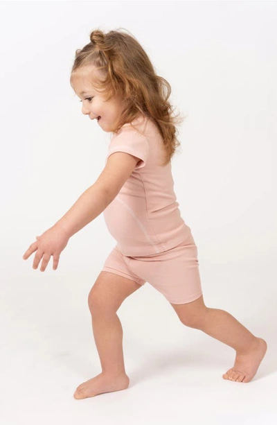 Maniere Manière Spiral Stitch Cotton Knit T-shirt & Shorts Set In Pale Pink