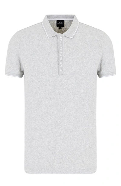 Shop Armani Exchange Logo Tape Stretch Cotton Polo In Grey