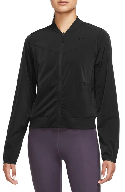 Shop Nike Dri-fit Bliss Bomber Jacket In Black/clear