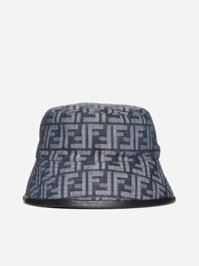 Shop Fendi Ff Denim Bucket Hat In Denim,black