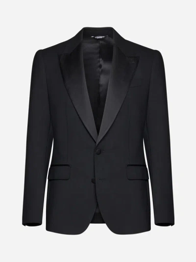 Shop Dolce & Gabbana Sicilia Wool-blend Single-breasted Blazer In Black
