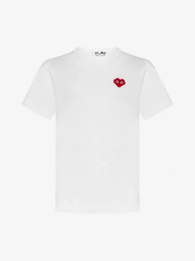 Shop Comme Des Garçons Play Heart-patch Cotton T-shirt In White