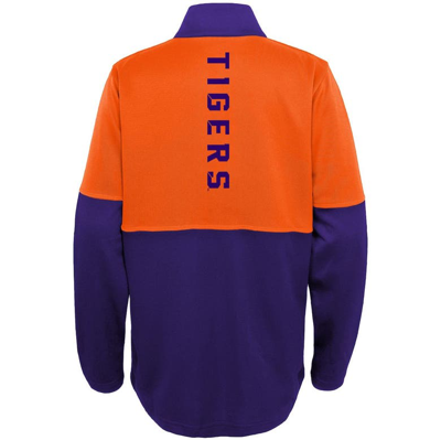 Shop Outerstuff Youth Purple/orange Clemson Tigers Quick Snap Spine Print Quarter-zip Jacket
