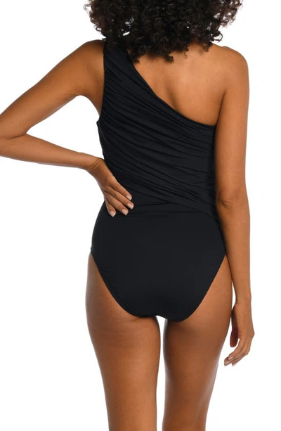 Shop La Blanca Island Goddess Ruched One-shoulder One-piece Swimsuit In Black